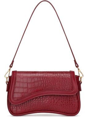 〽️Women's Red PU Leather Cute Hobo Trendy Mini Clutch Purses Shoulder Bag